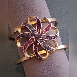 Starburst Purple Enamel Peace Infinity Power Cuff Bracelet, NRO for Avon